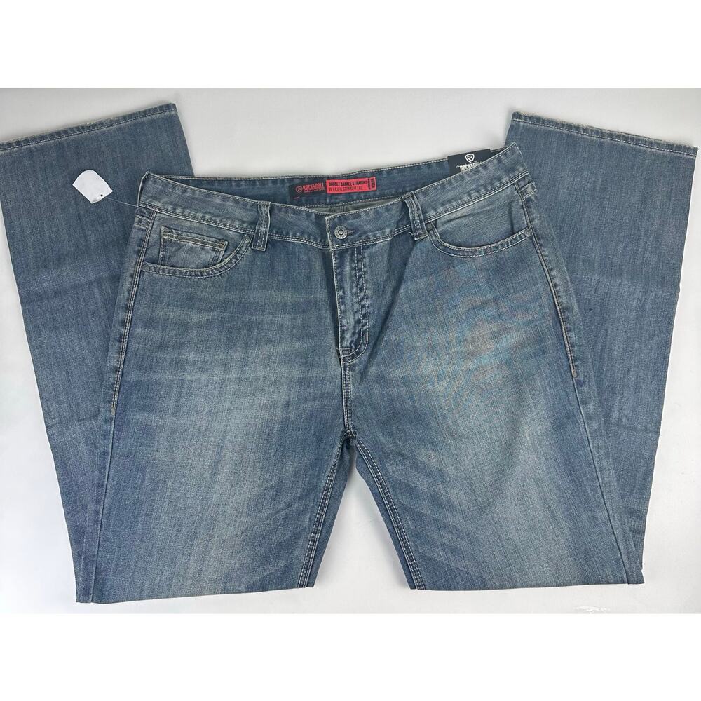Rock & Roll Denim Double Barrel Relaxed Fit Straight Leg Jeans 42x38 Medium Wash